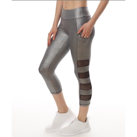 silver capri leggings